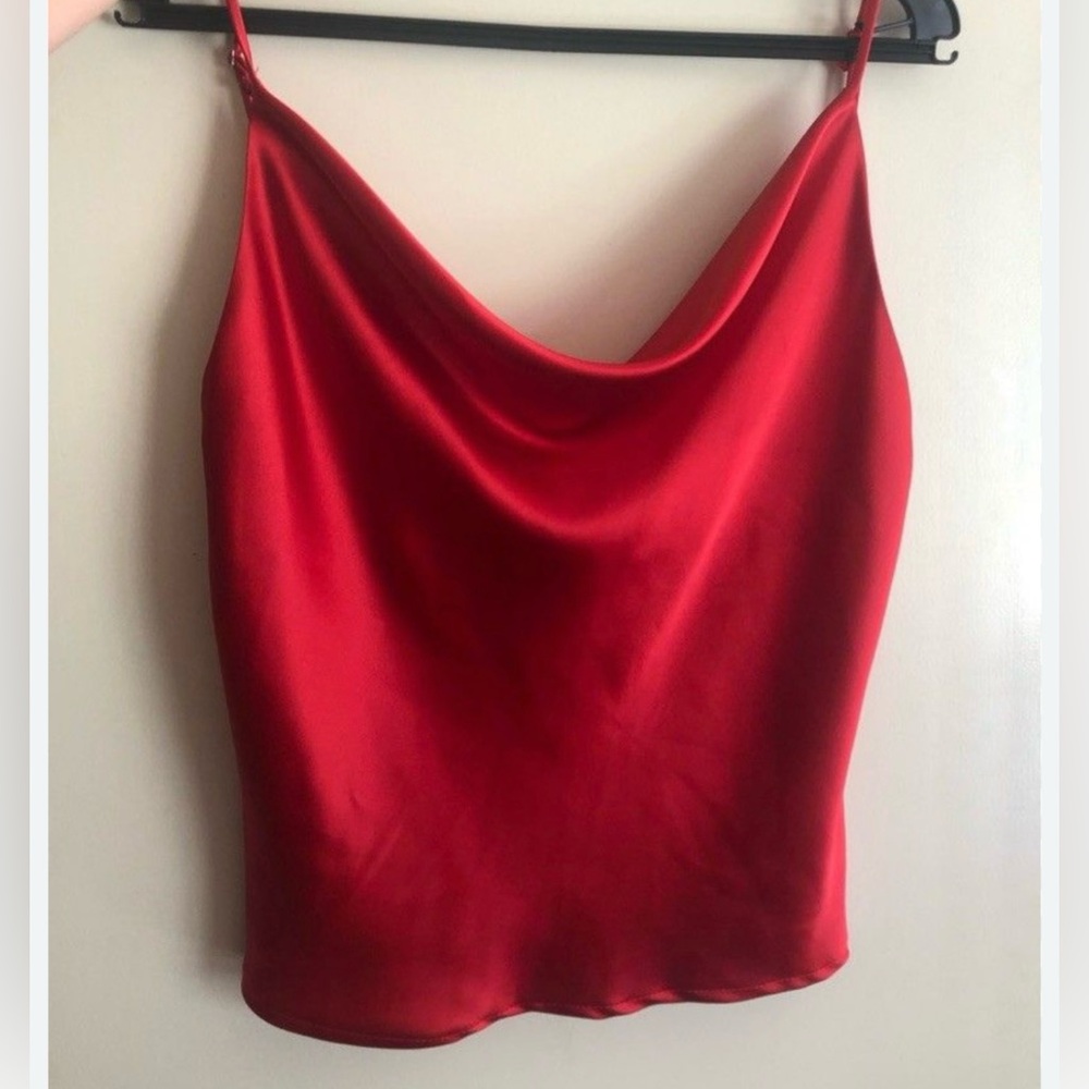 Vibrant Red Satin Cami Top
